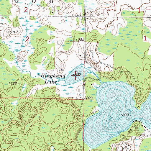 Topographic Map of Ringhand Lake, MN