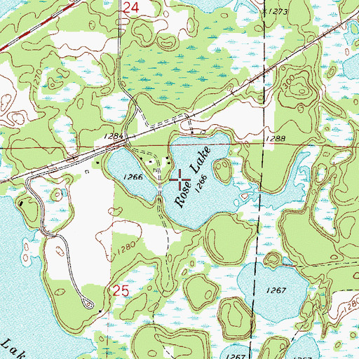 Topographic Map of Rose Lake, MN