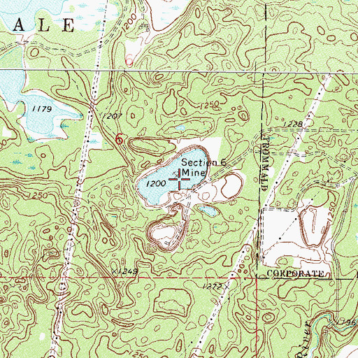 Topographic Map of Section Six Mine, MN