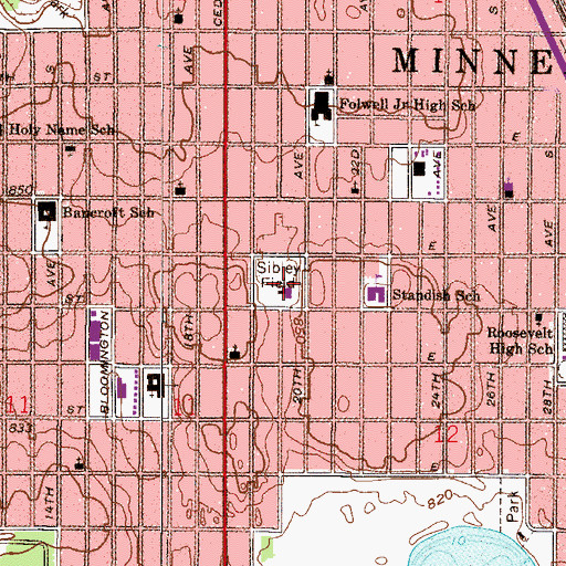 Topographic Map of Sibley Field, MN