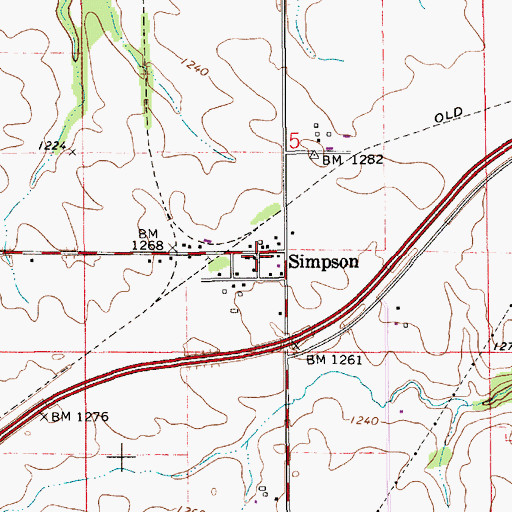 Topographic Map of Simpson, MN