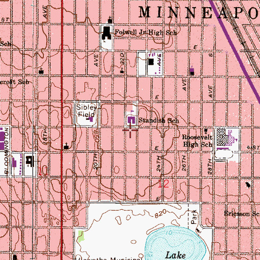 Topographic Map of Standish School, MN