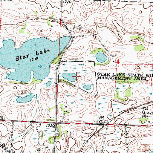 Topographic Map of Star Lake State Wildlife Management Area, MN