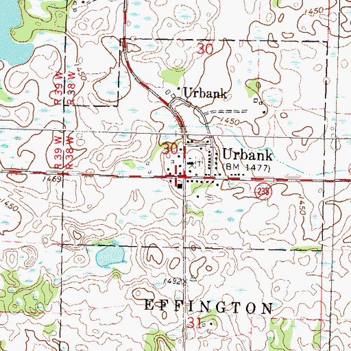 Topographic Map of Urbank, MN
