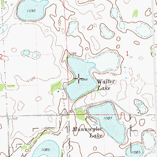 Topographic Map of Walter Lake, MN