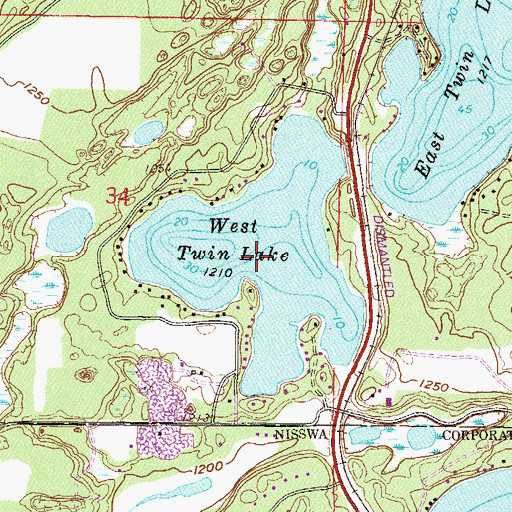 Topographic Map of West Twin Lake, MN