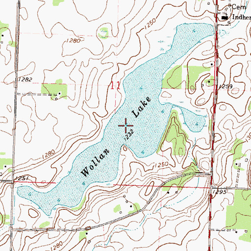 Topographic Map of Wollan Lake, MN