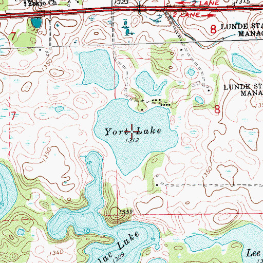 Topographic Map of York Lake, MN