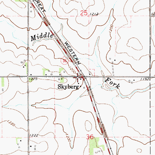 Topographic Map of Skyberg, MN