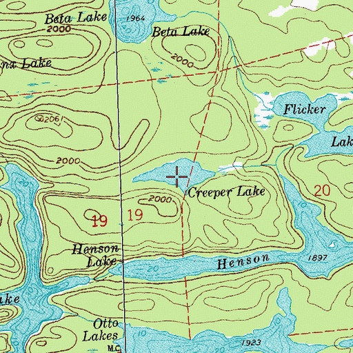 Topographic Map of Creeper Lake, MN