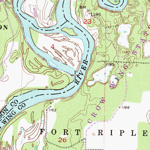 Topographic Map of Crow Wing River, MN
