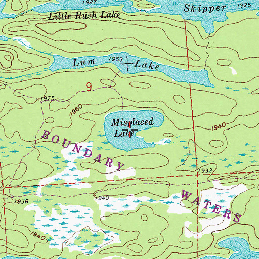 Topographic Map of Misplaced Lake, MN