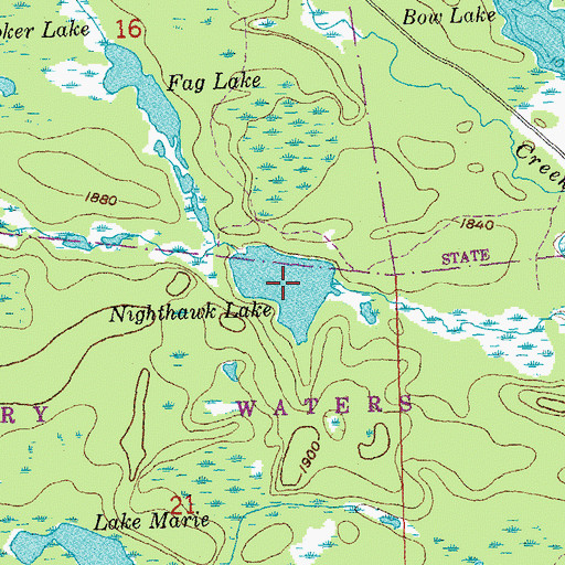 Topographic Map of Nighthawk Lake, MN