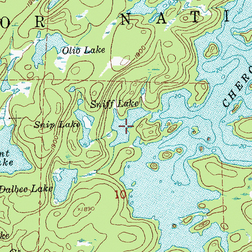 Topographic Map of Sniff Lake, MN