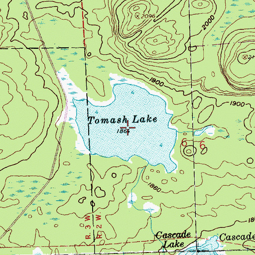 Topographic Map of Tomash Lake, MN