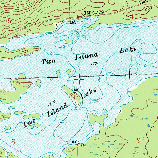Topographic Map of Two Island Lake, MN
