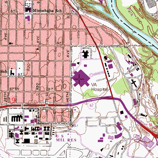Topographic Map of Minneapolis Veterans Affairs Medical Center, MN