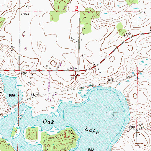 Topographic Map of Oak Lake School (historical), MN
