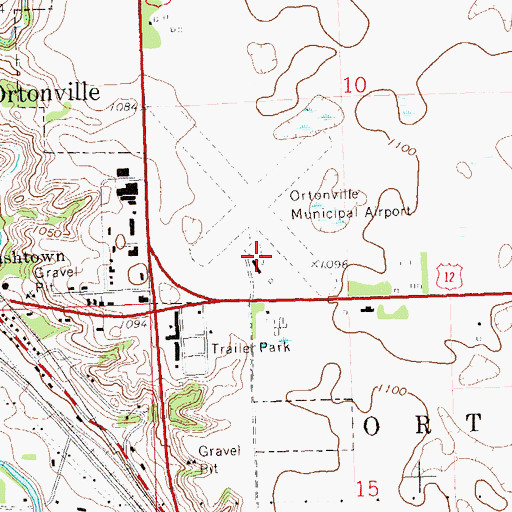 Topographic Map of Ortonville Municipal Airport-Martinson Field, MN