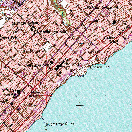 Topographic Map of Saint Luke Hospital Heliport, MN