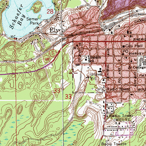 Topographic Map of Ely Bloomenson Heliport, MN