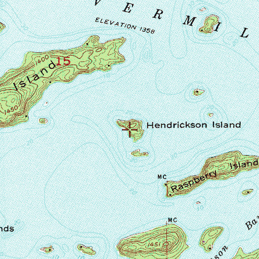 Topographic Map of Hendrickson Island, MN