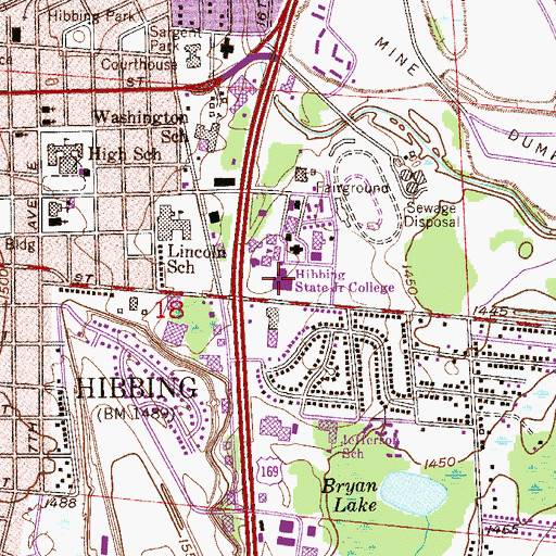 Topographic Map of Hibbing Community College, MN