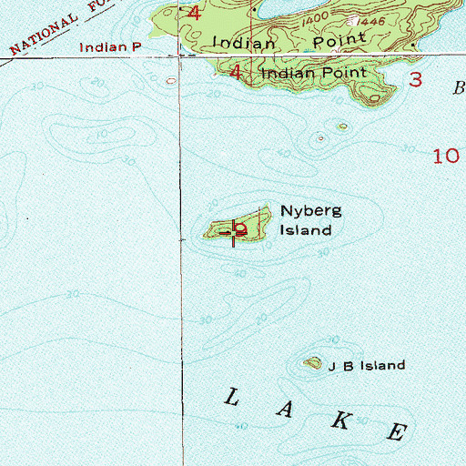Topographic Map of Nyberg Island, MN