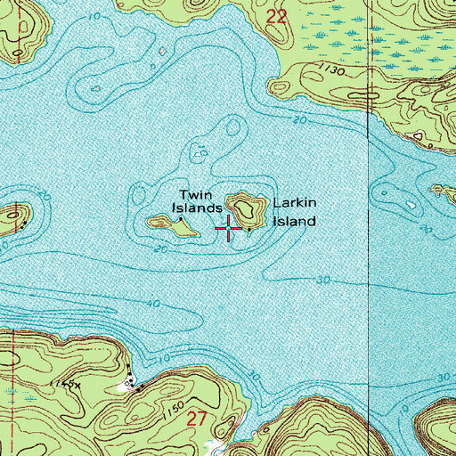 Topographic Map of Twin Islands, MN
