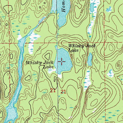 Topographic Map of Whisky Jack Lake, MN