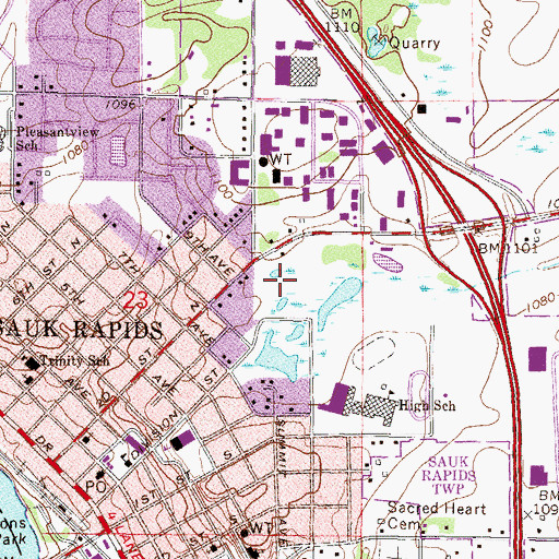 Topographic Map of WHMH-FM (Sauk Rapids), MN