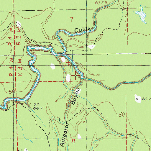 Topographic Map of Alligator Bayou, MS
