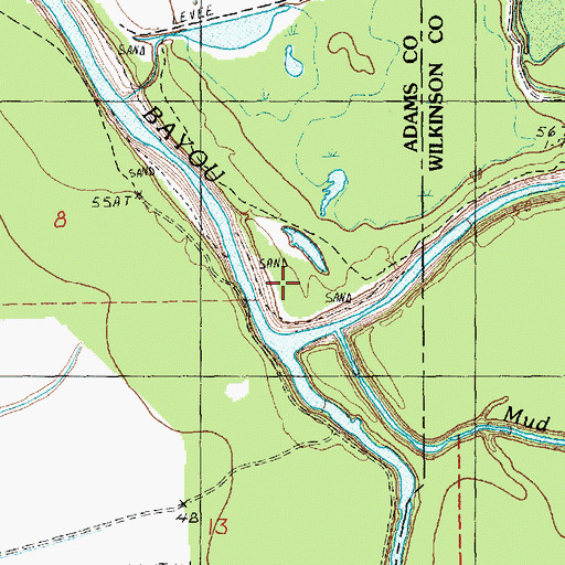Topographic Map of Becks Bay, MS