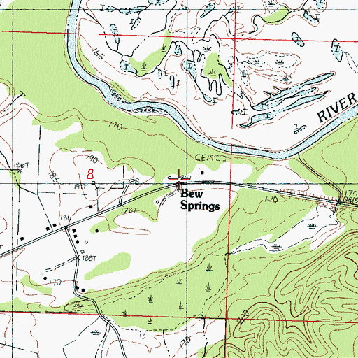 Topographic Map of Bew Springs, MS