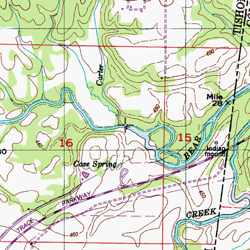 Topographic Map of Carter Branch, MS