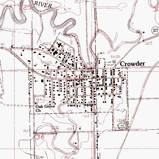 Topographic Map of Crowder, MS