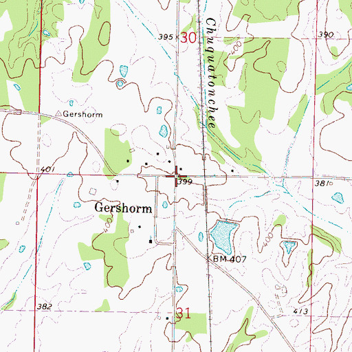 Topographic Map of Gershorm, MS