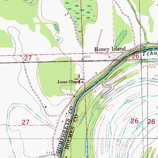 Topographic Map of Jones Cemetery, MS