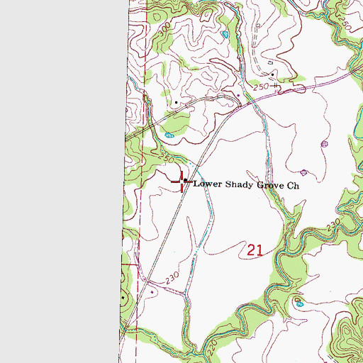 Topographic Map of Lower Shady Grove Church, MS