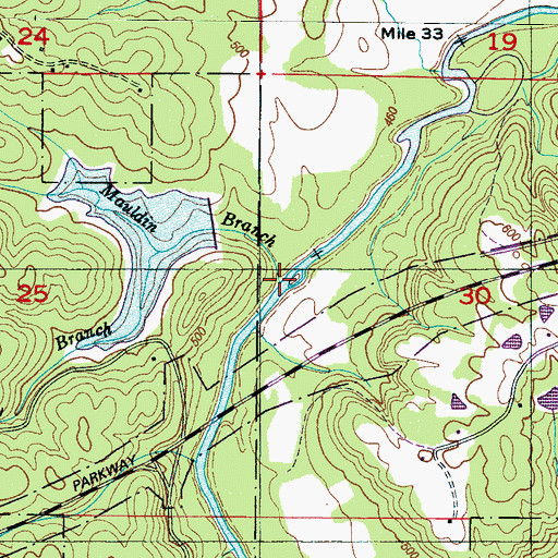 Topographic Map of Mauldin Branch, MS