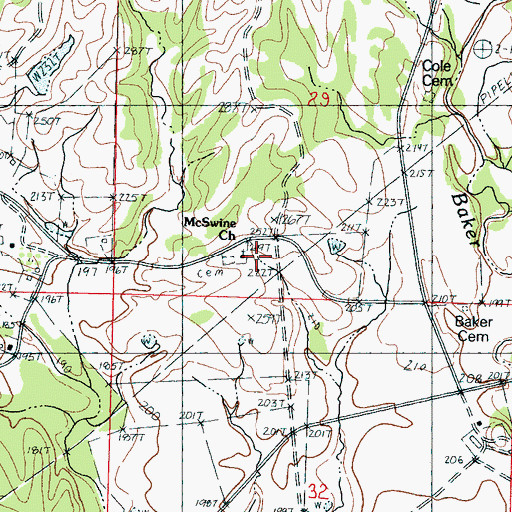 Topographic Map of McSwine Church, MS