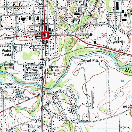 Topographic Map of Moccasin Creek, MS