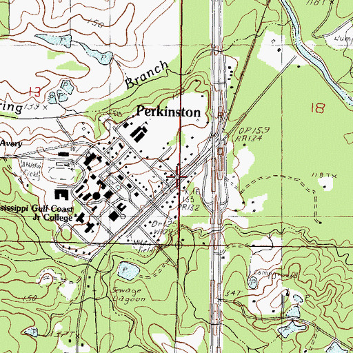 Topographic Map of Perkinston, MS