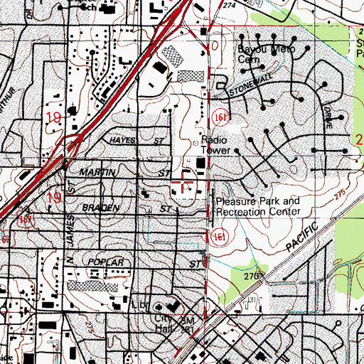 Topographic Map of Pleasure Park and Recreation Center, AR