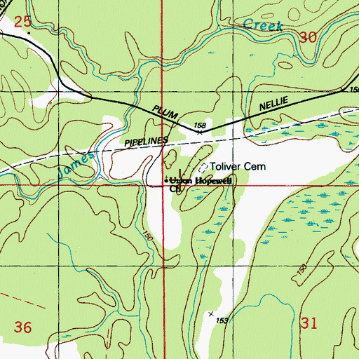 Topographic Map of Union Hopewell Church, MS
