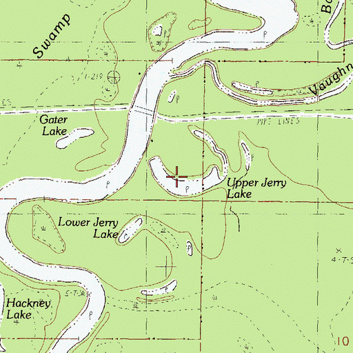 Topographic Map of Upper Jerry Lake, MS