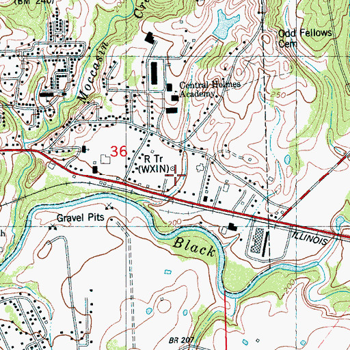Topographic Map of WXTN-AM (Lexington), MS