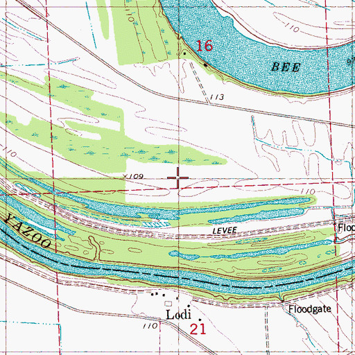 Topographic Map of Bobby Thompson Lake Dam, MS