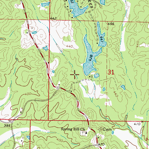 Topographic Map of Roy Guyton Lake Dam, MS