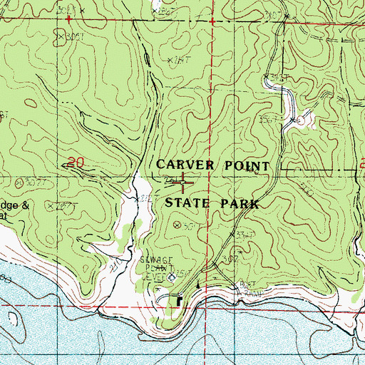 Topographic Map of Carver Point State Park, MS